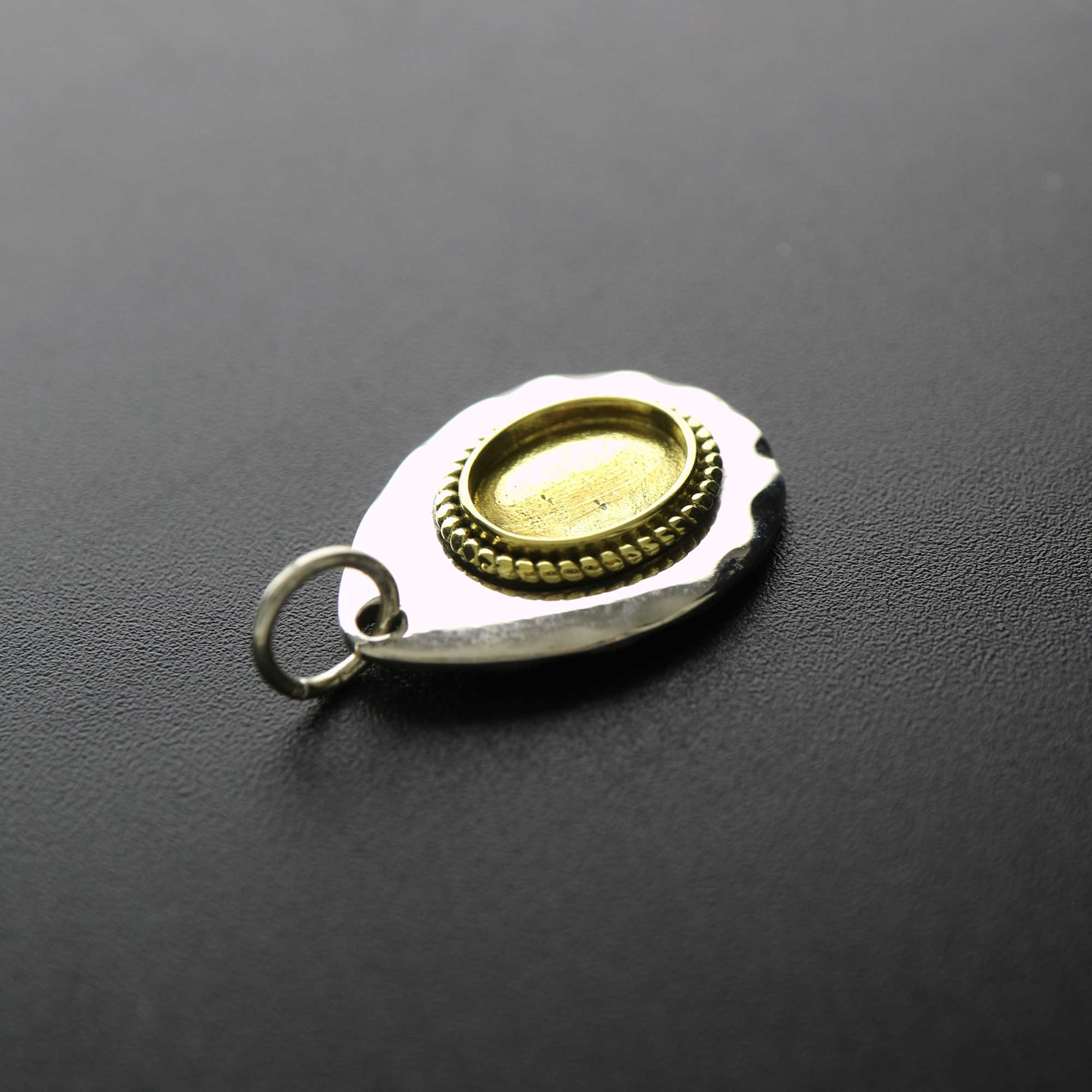 1Pcs 8X10MM Oval Bezel Solid 925 Sterling Silver Cabochon Pendant Settings With Brass Combined 1421103 - Click Image to Close